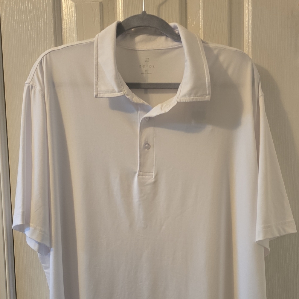 ZELOS BRAND MEN'S WHITE SHORT SLEEVES POLO SHIRT SIZE XL